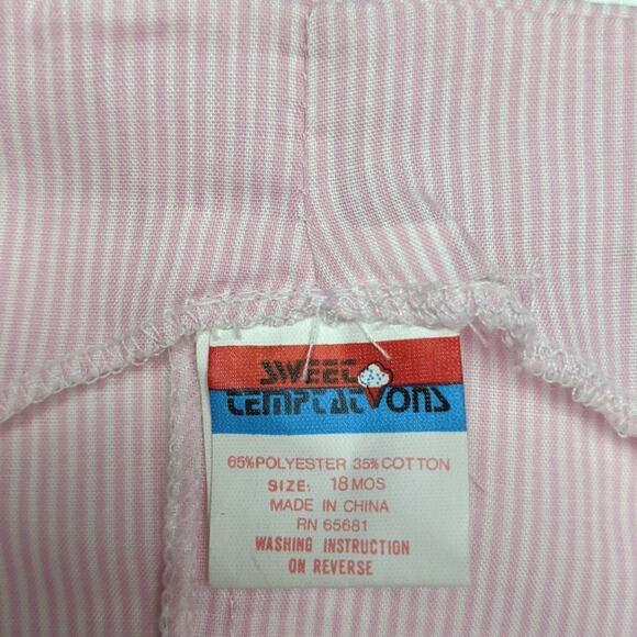 Vintage Sweet Temptations Sunsuit Girls Size 18m Pink Stripe Tulip Bubble Romper - Picture 3 of 3